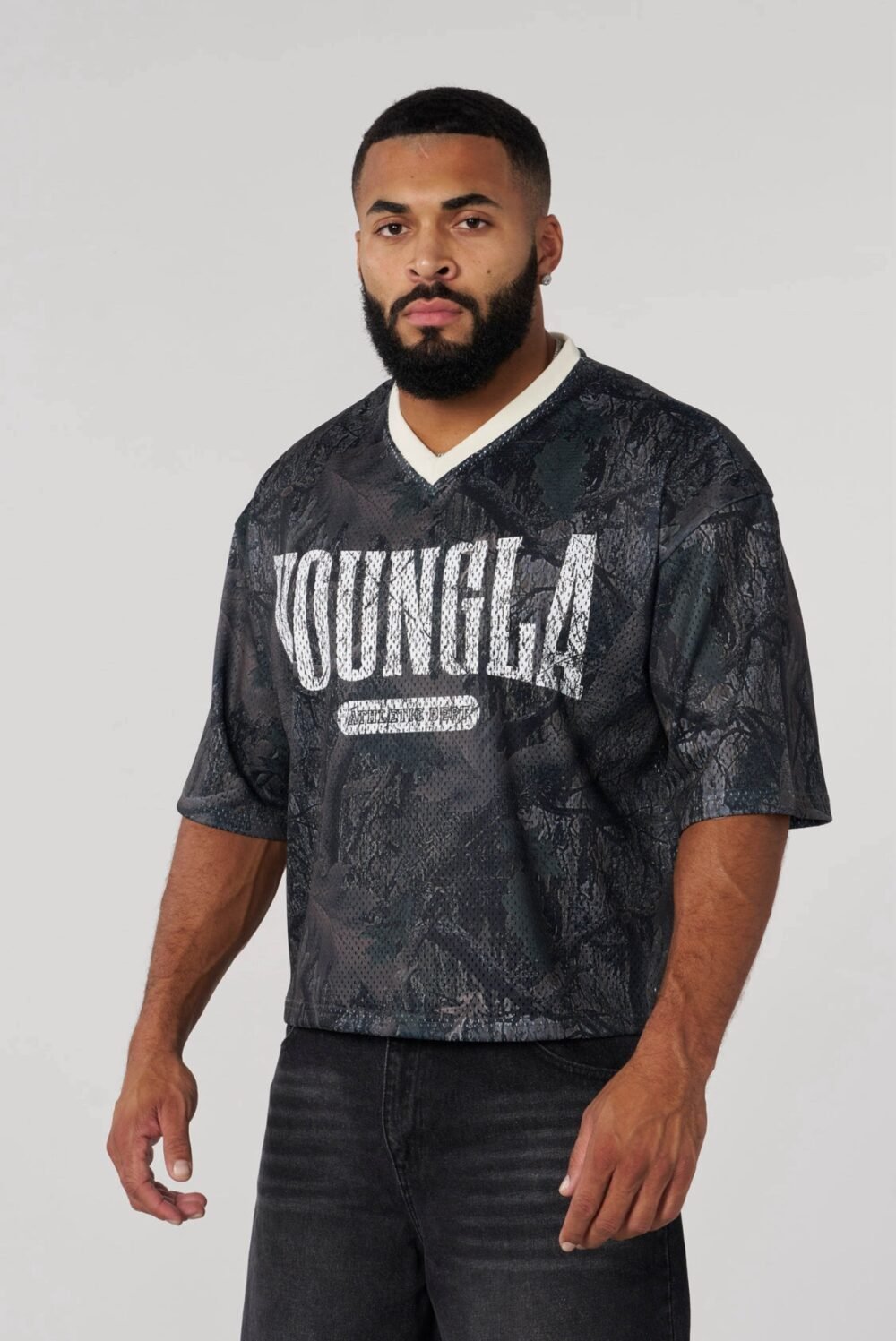 4187 - Varsity Camo Cropped Jersey | YOUNGLA
