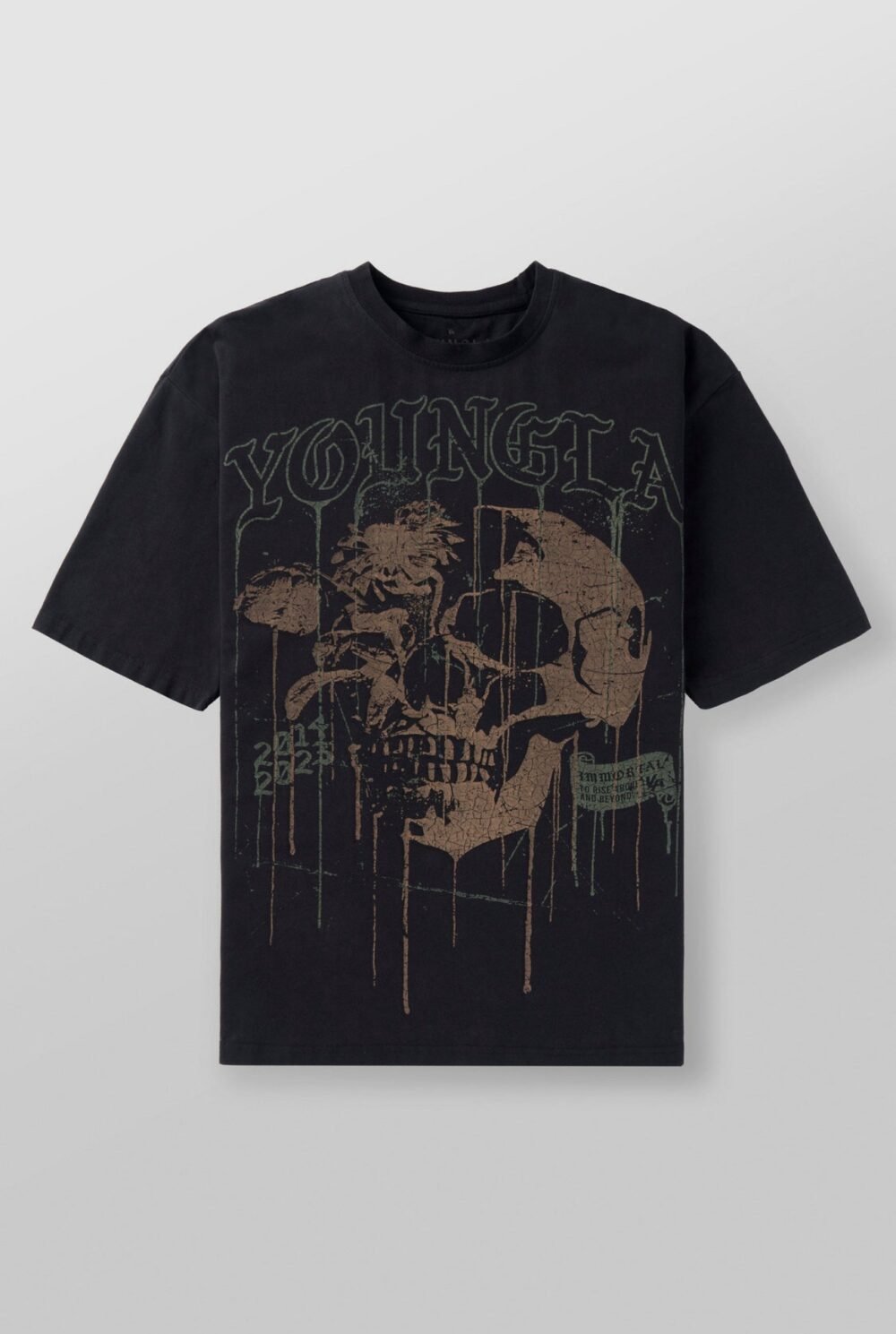 4116 - Floral Skull Tees | YOUNGLA