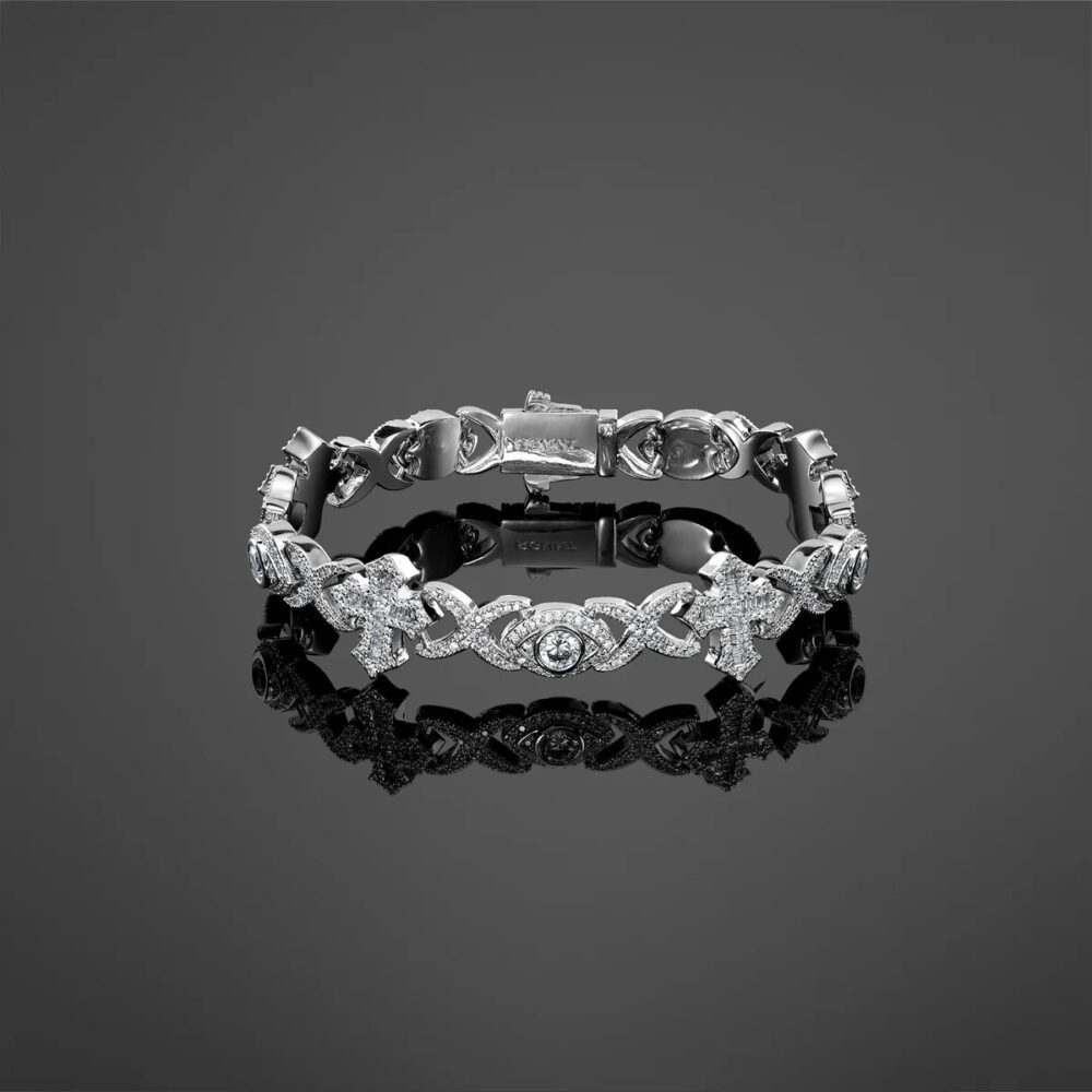 Baguette Evil  Eye Cross Bracelet - RG3013 8” | RGMNT