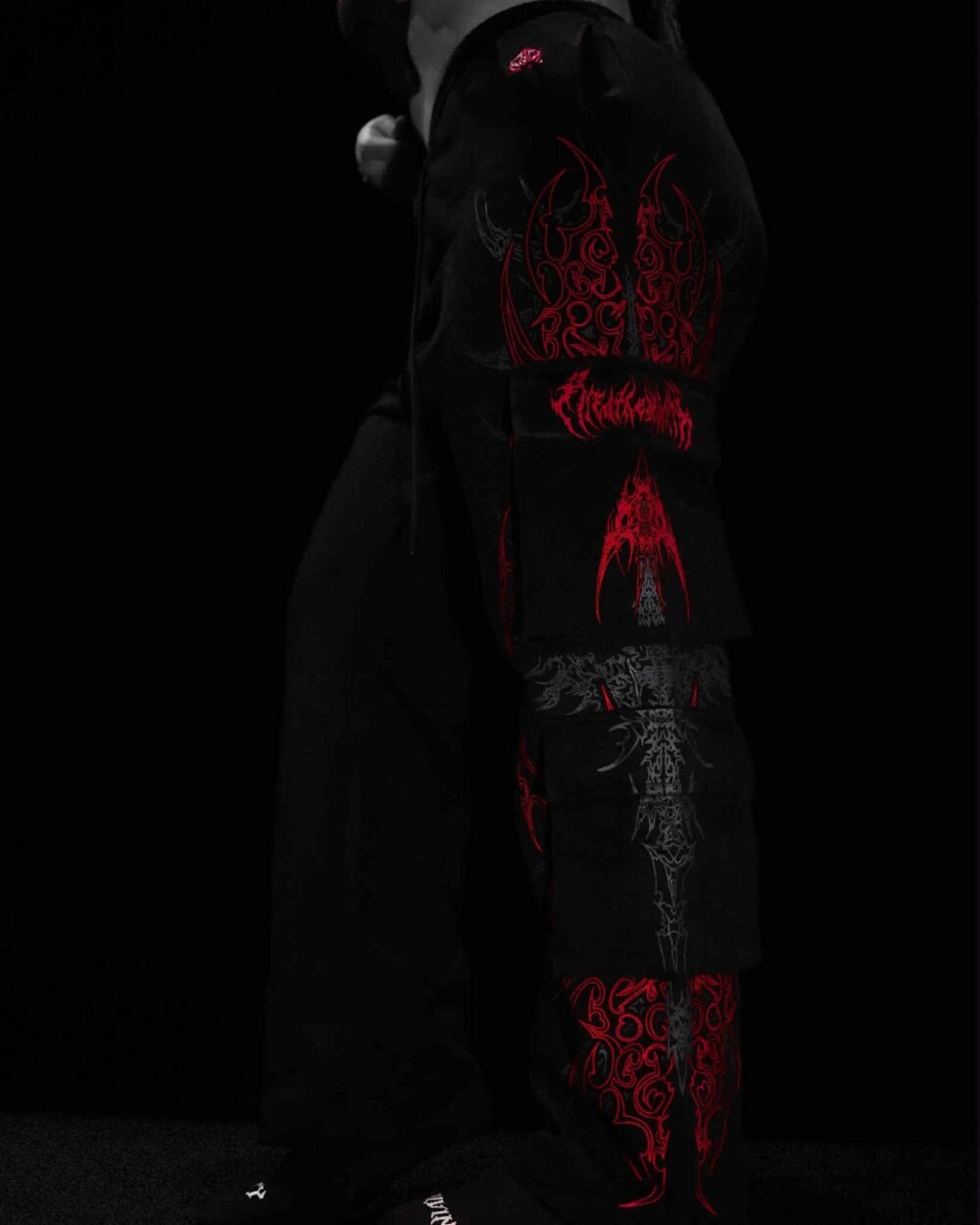 Women's Dark Spectre Uncuffed luxury Cargos [NIGHTMARE] | BREATHEDIVINITY