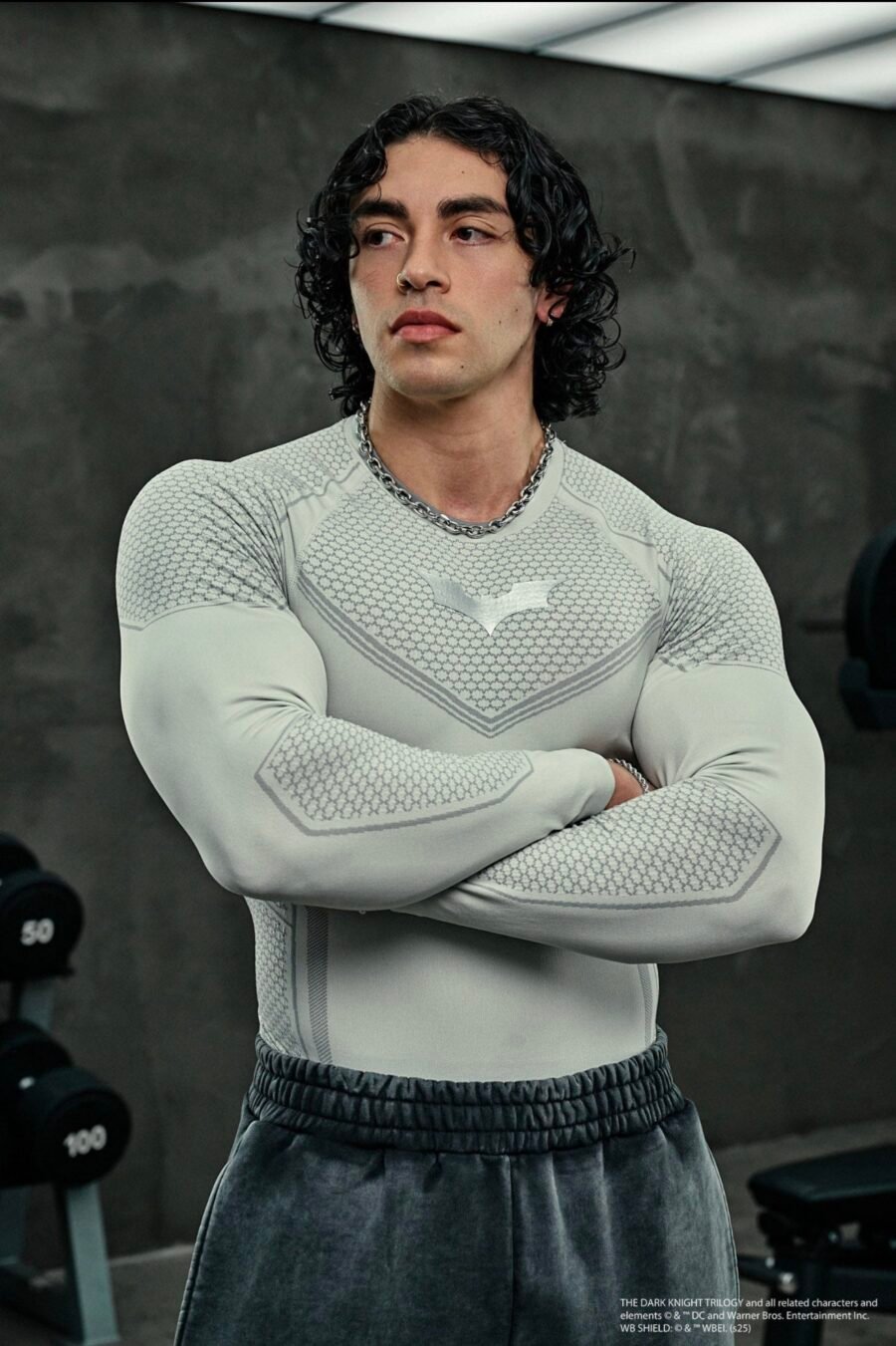 8004 - Batman Compression Longsleeves Off White | YOUNGLA