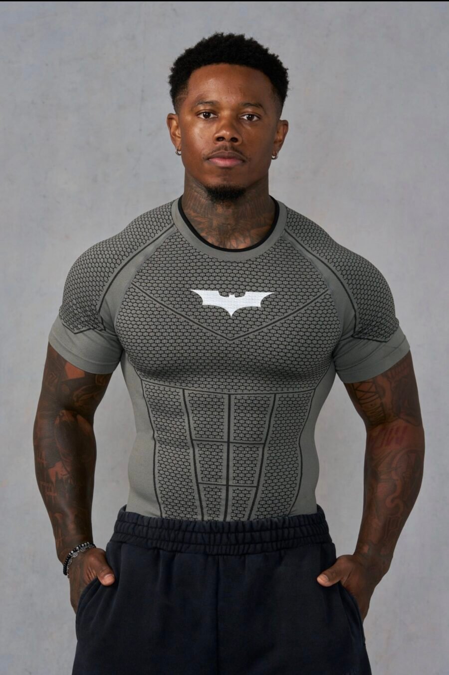 4259 - Batman Compression Tees Grey Green | YOUNGLA