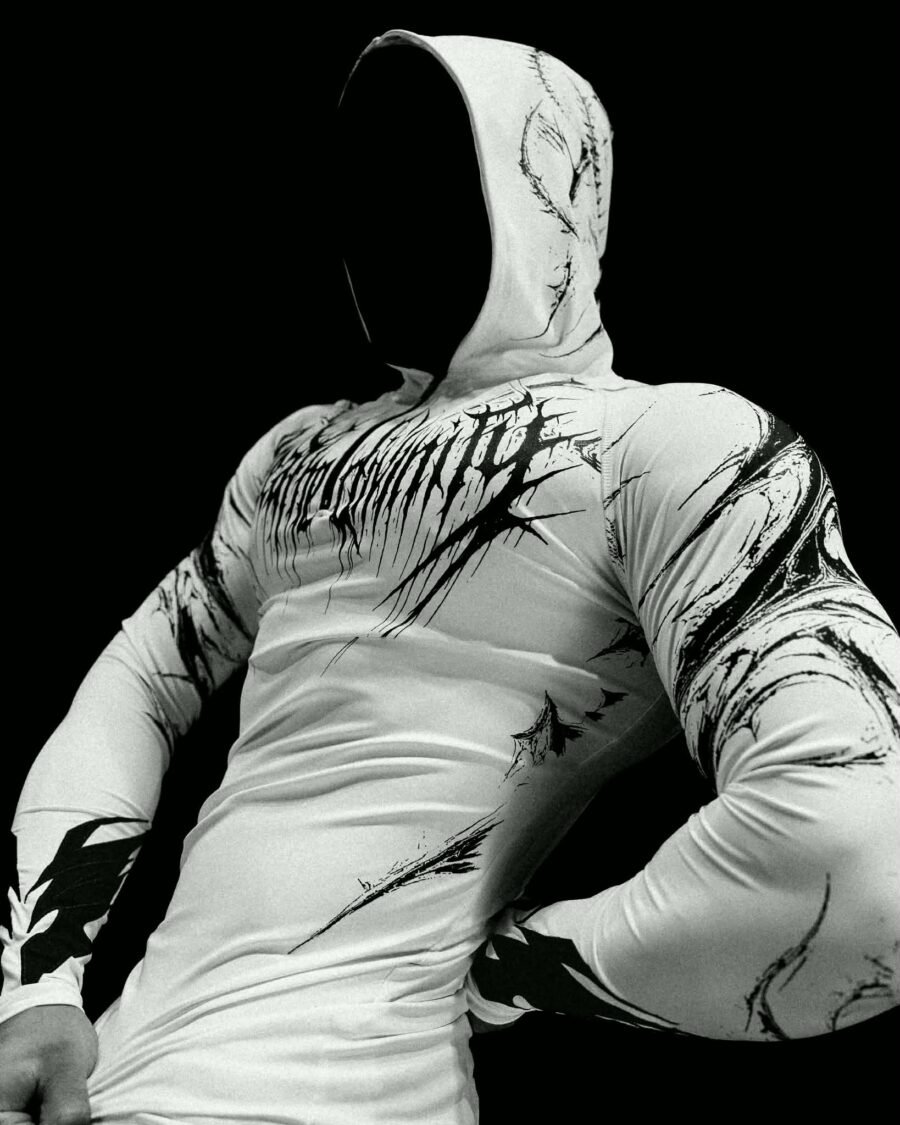 Void Tech™ Pulsefire Hoodie Compression [DIVINE WHITE ENERO] | BREATHEDIVINITY