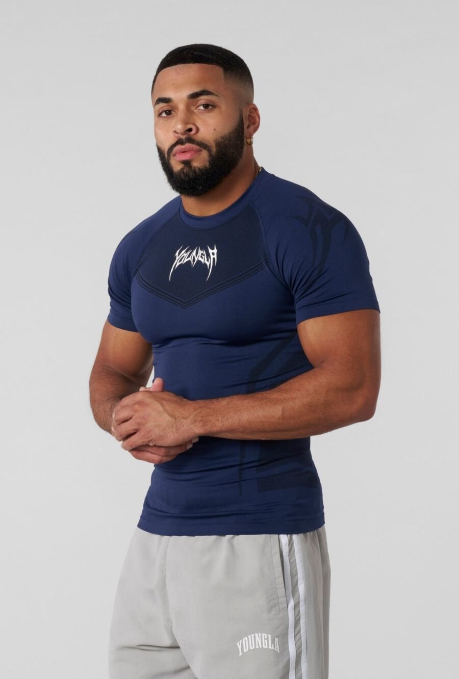 4041 - Warrior Compression Tees Navy | YOUNGLA