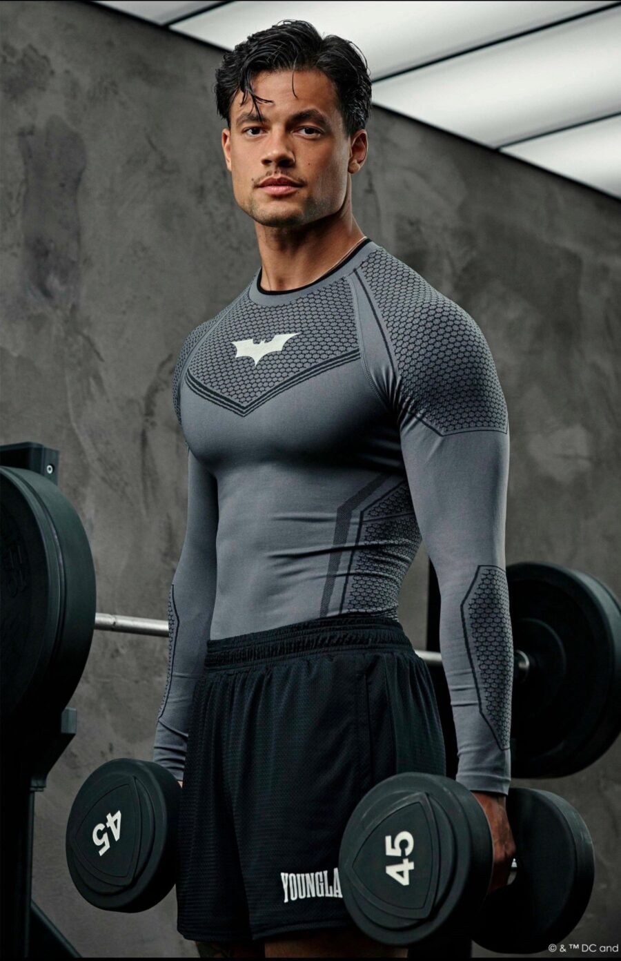 8004 - Batman Compression Longsleeves Grey | YOUNGLA