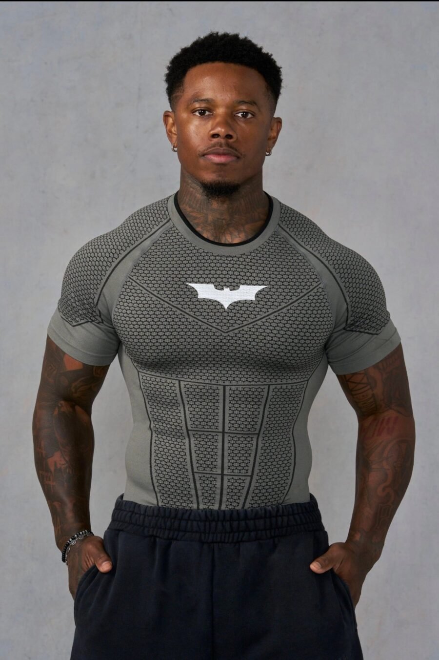 4259 - Batman Compression Tees Grey Green | YOUNGLA