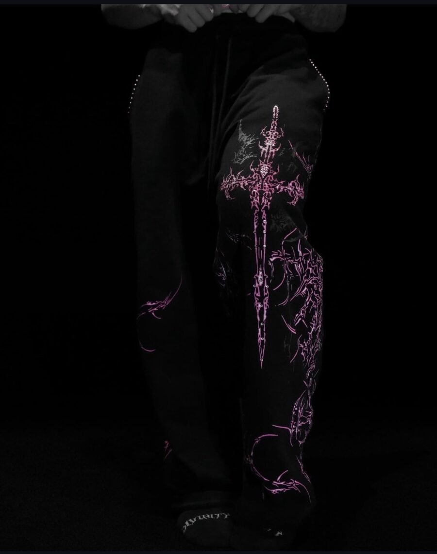 Void Tech Rhinestone Uncuffed sweatpants Blossom Pink | BREATHEDIVINITY