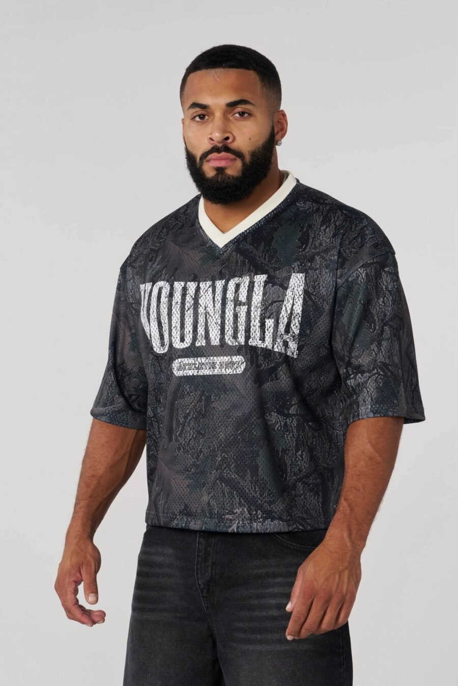 4187 - Varsity Camo Cropped Jersey | YOUNGLA