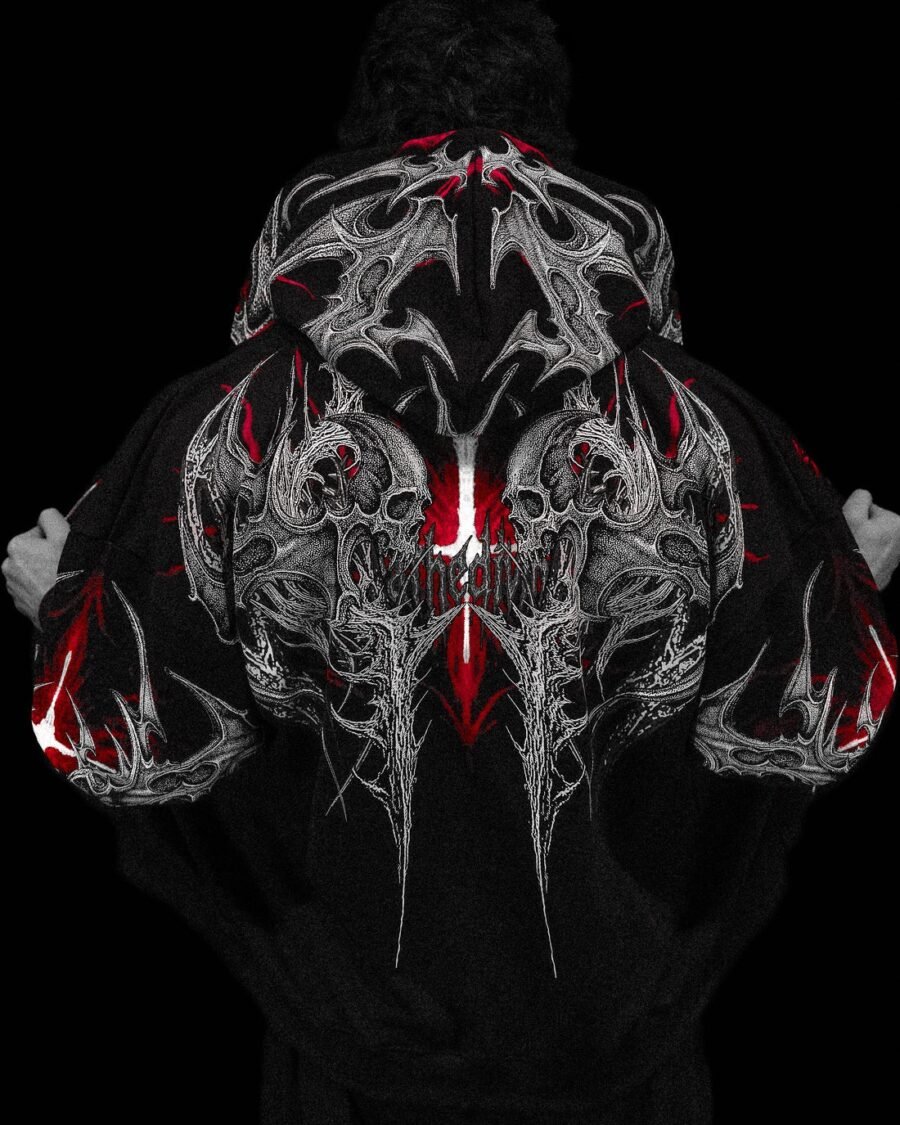 Death Blight Oversized Zip-Up Hoodie [HEAVENLY RED Marzo] | BREATHEDIVINITY