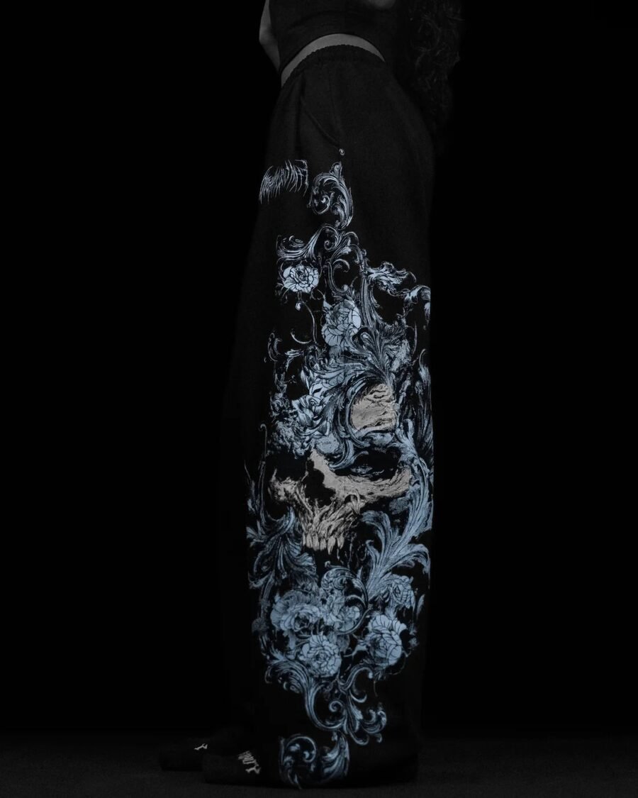 Women's Death Rose Banana Shaped Uncuffed Sweatpants[FROST Abril]