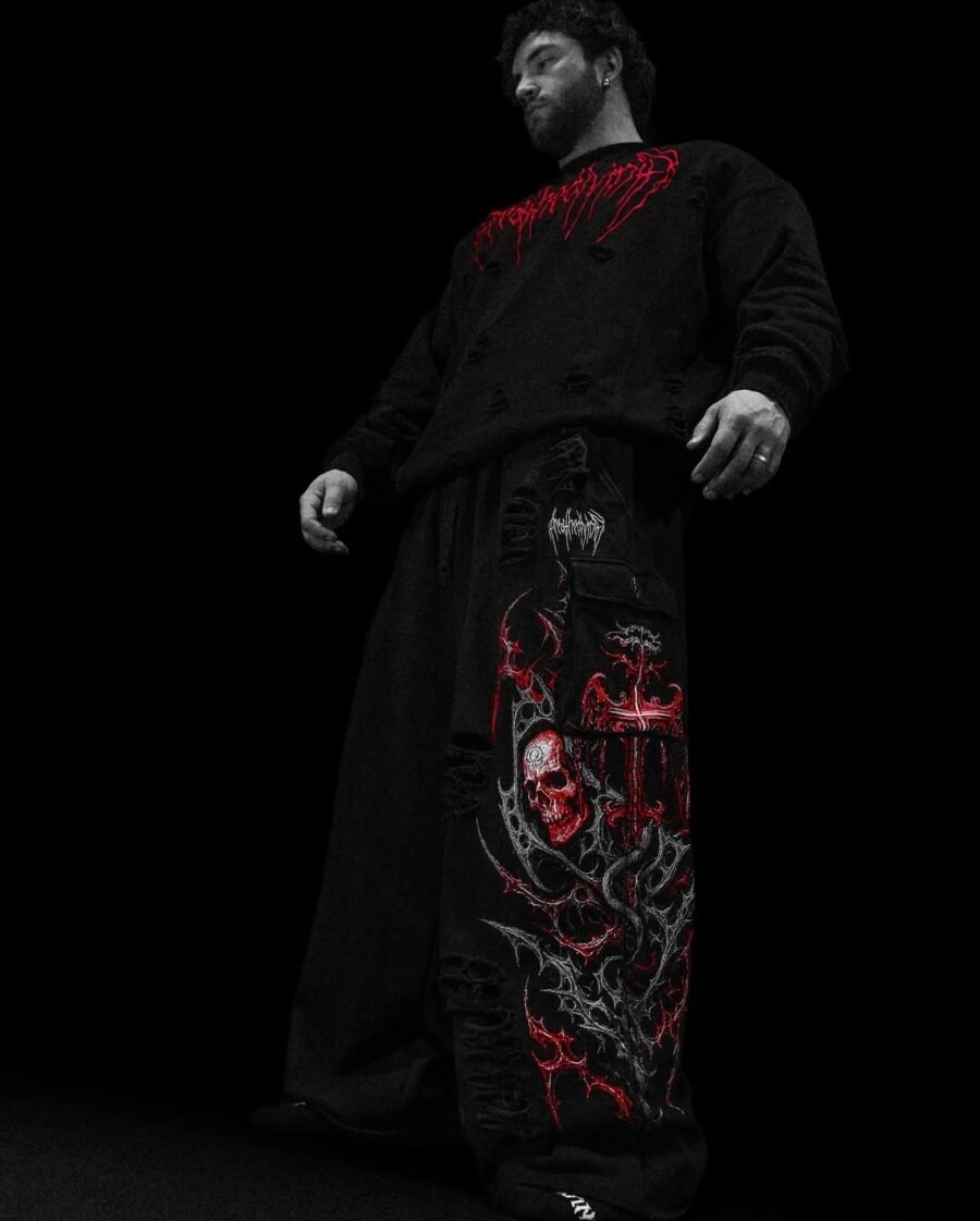 Mens Tarnished Uncuffed Luxury Cargos [Blood Metal Febrero ] | BREATHEDIVINITY