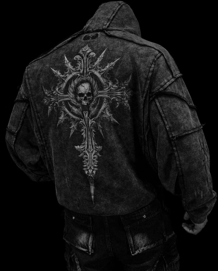 Oversized Ruined Zip-Up [Ghost junio] | BREATHEDIVINITY