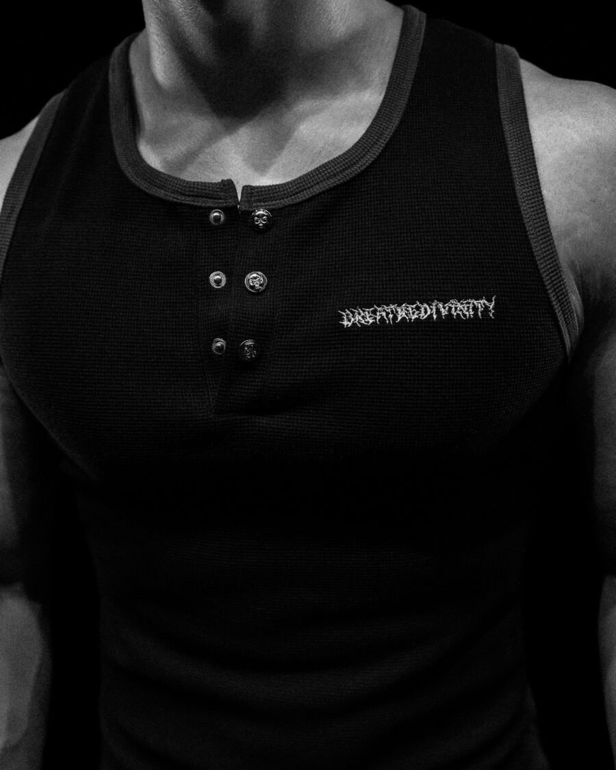 Metallic Henley Cut-off - MIDNIGHT