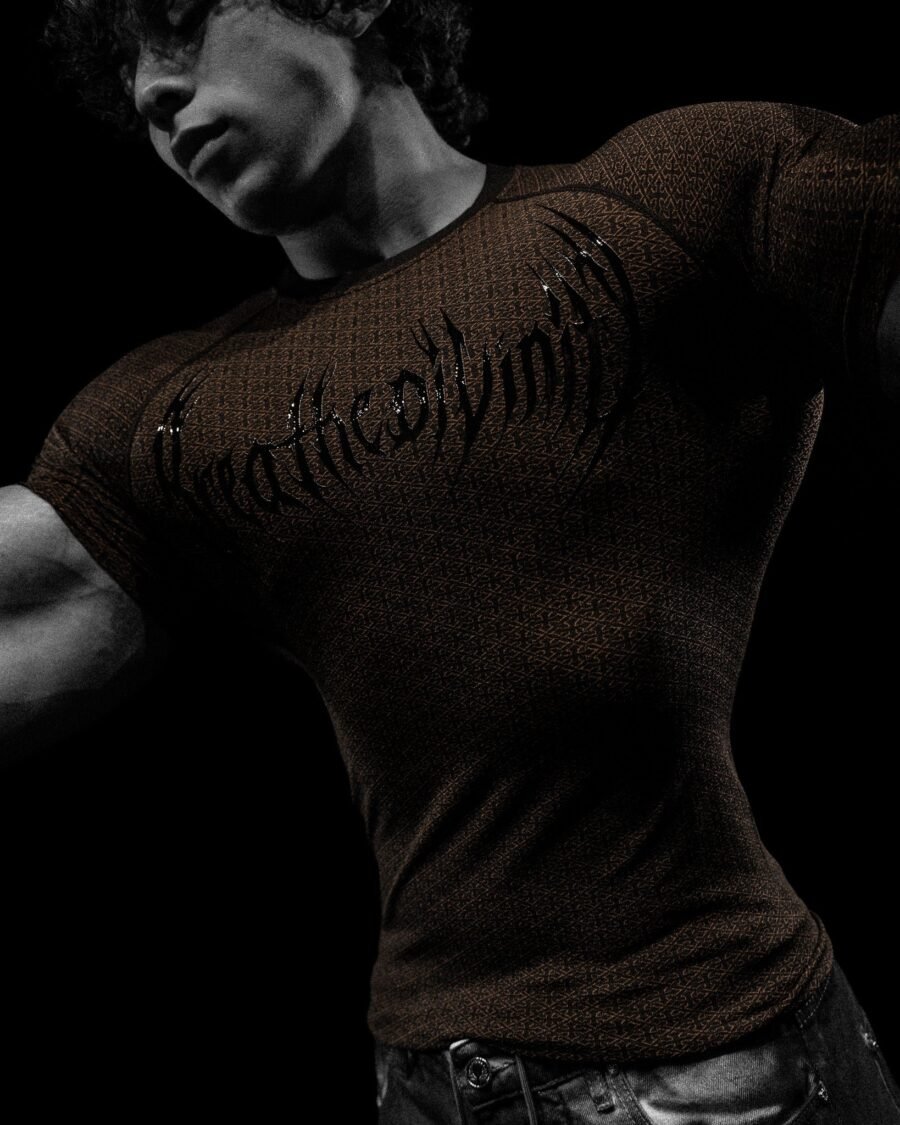 Doom Tech™ Armored Venom Texture Short sleeve Compression  [Light Brown  Agosto] | BREATHEDIVINITY