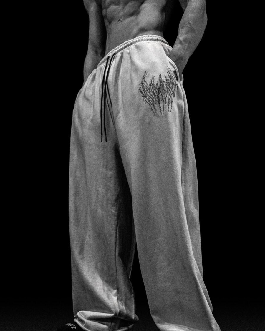 Essential Embroidered Uncuffed Sweatpants [Bone Agosto] | BREATHEDIVINITY