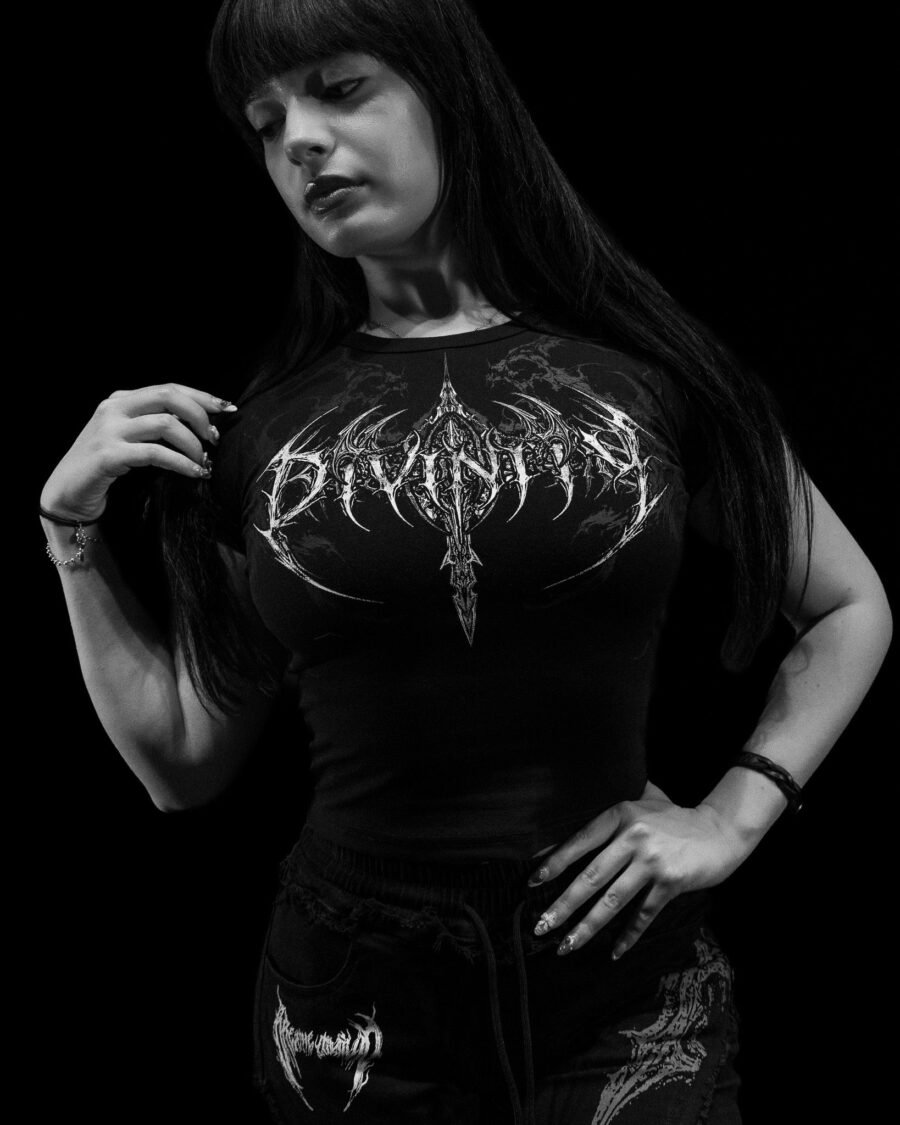 Excalibur Fitted Baby Tee [Void Black Agosto] | BREATHEDIVINITY
