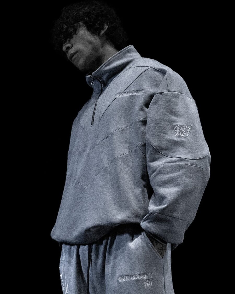 937 Embroidered Tactical Oversized Full-Zip Jacket [Gun Metal Agosto ] | BREATHEDIVINITY