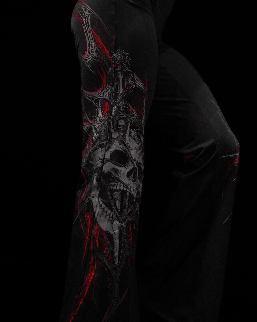 Void Tech™ Soul Decay Flared Leggings [Nightmare Agosto ] | BREATHEDUVINITY