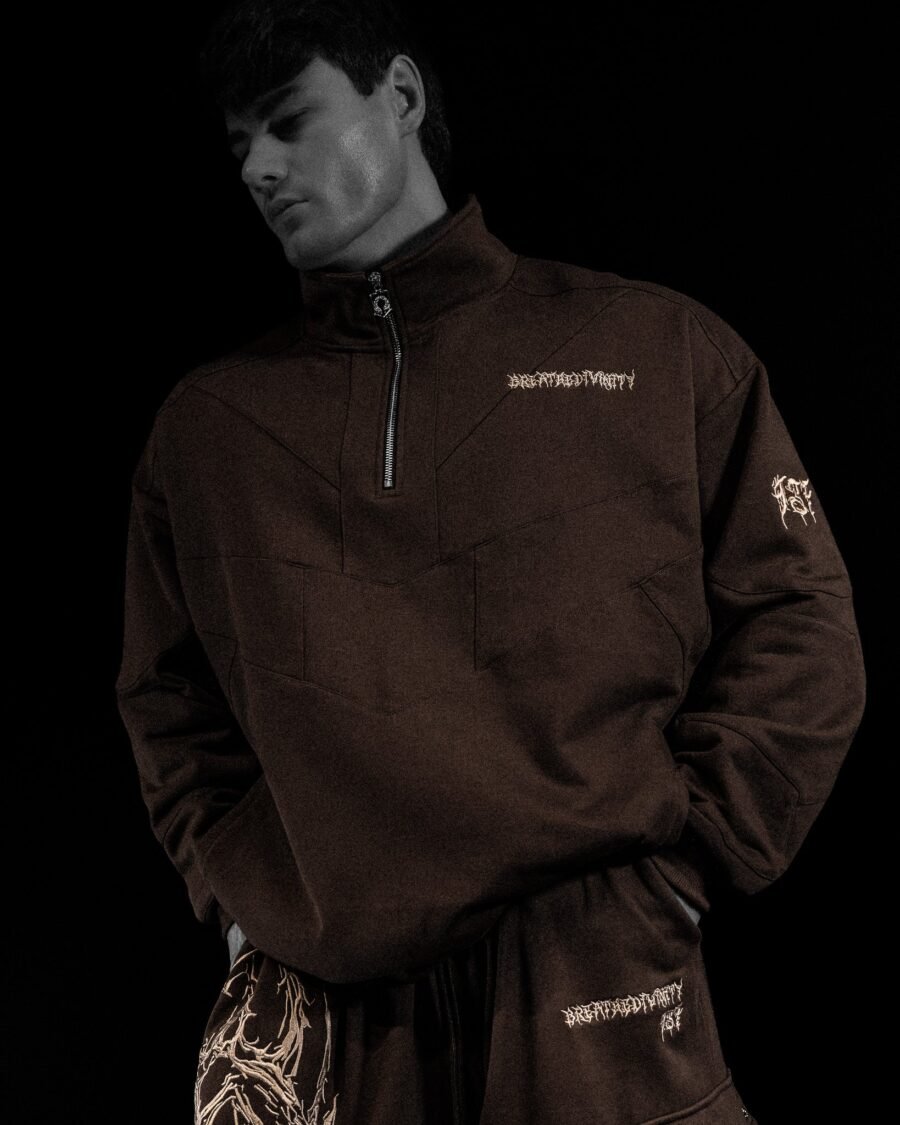 937 Embroidered Tactical Oversized Full-Zip Jacket [Root Beer Agosto ]  | BREATHEDIVINITY