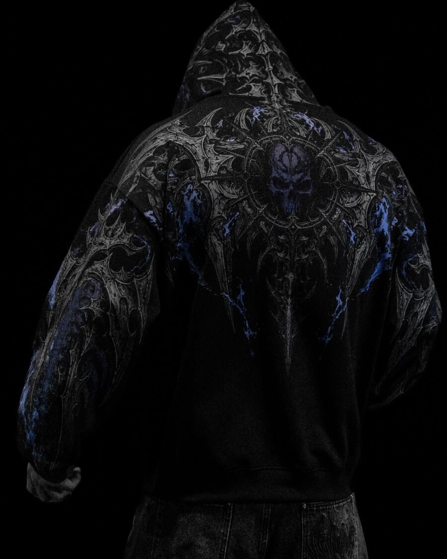 Death Slayer Oversized Zip-up Hoodie [Sky Blue Agosto ] | BREATHEDIVINITY