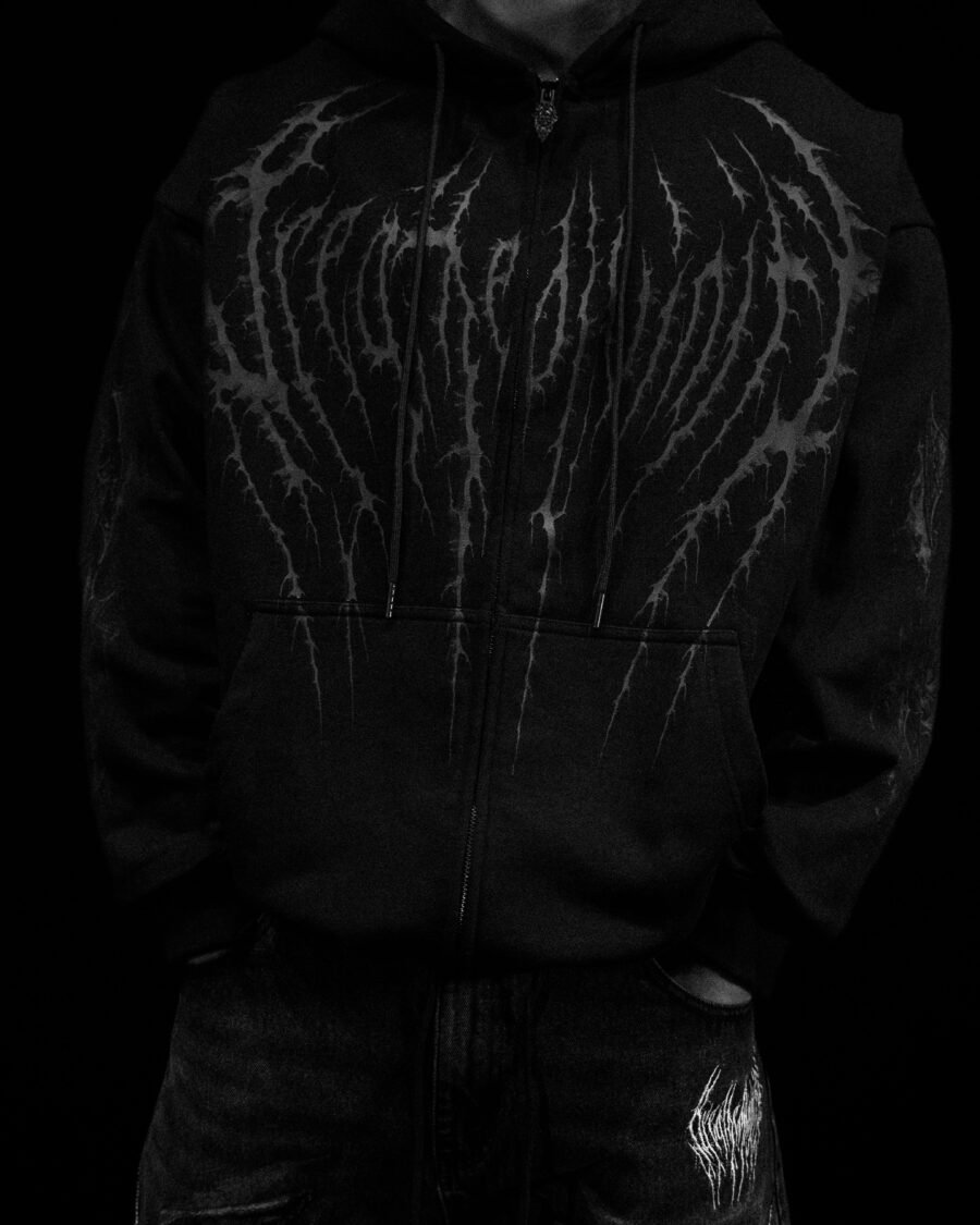 Death Slayer Oversized Zip-up Hoodie [Darkness Agosto ] | BREATHEDIVINITY