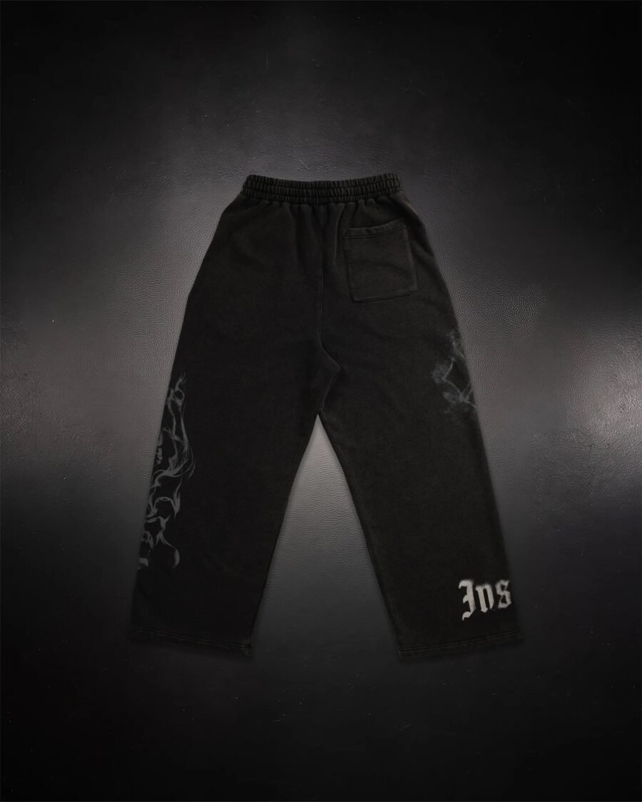 Glossy Gray Wide Leg Sweats | CONTROLLED INSANITY
