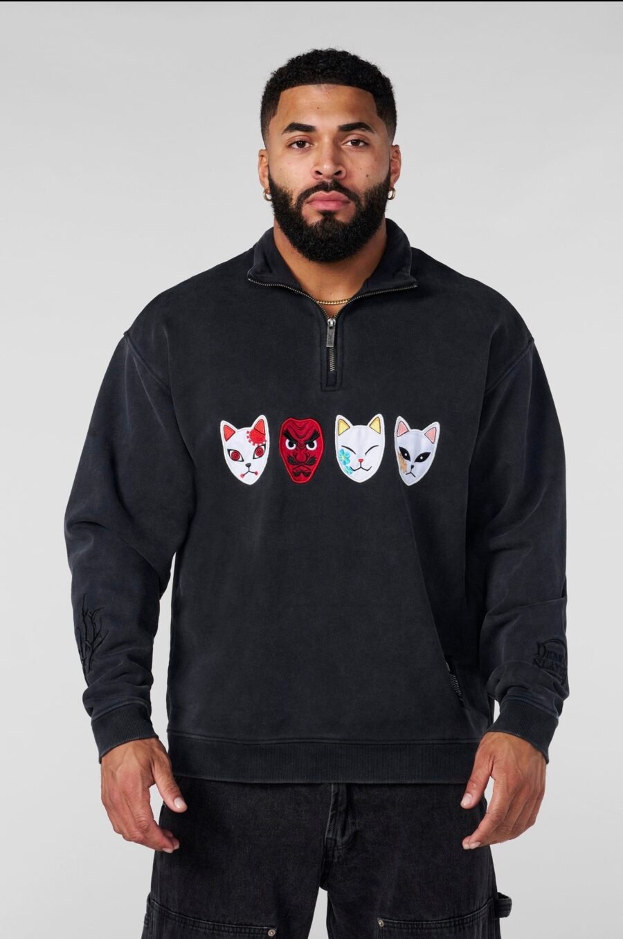 5197 - Demon Slayer Quarter Zip Warding Masks | YOUNGLA