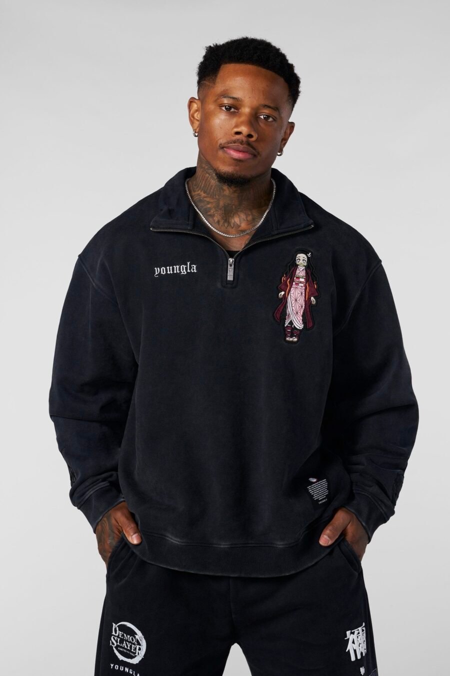 5197 - Demon Slayer Quarter Zip Nezuko | YOUNGLA