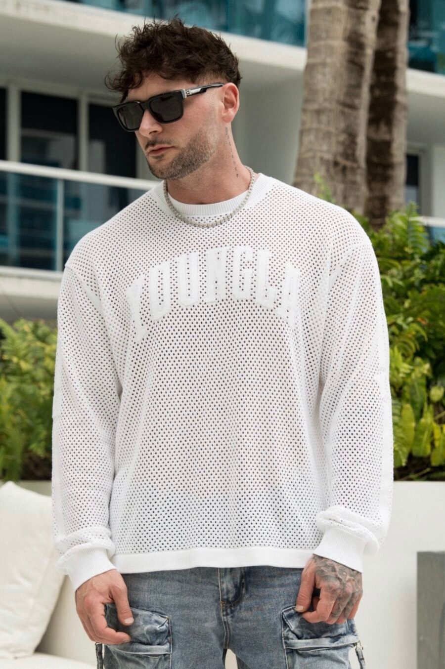 8016 - 99 Knit Longsleeves White | YOUNGLA